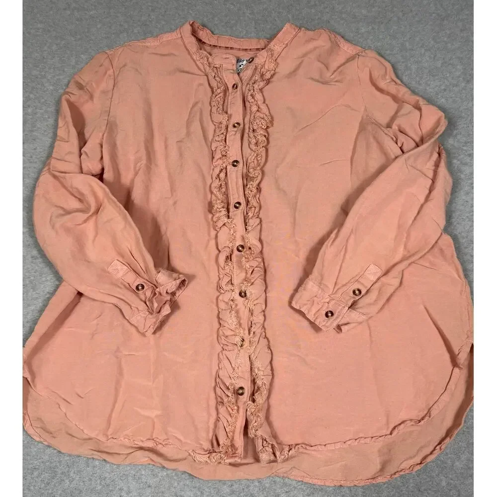 Anthropologie Pilcro Womens Size XL Placket Button Down Ruffle Blouse NWOT